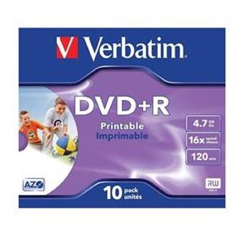 Verbatim 4.7GB DVD+R 16X Printable Thermal Jewel Case